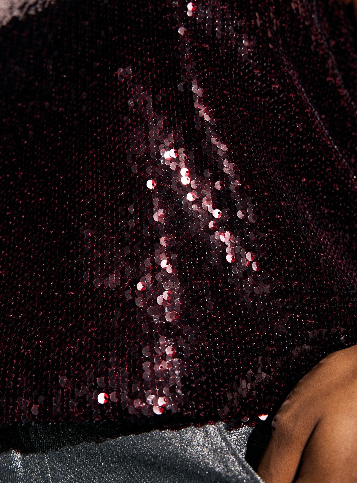 Dark Red Sequin Embellished Square Neck Shell Top 16 - Image 3 thumbnail
